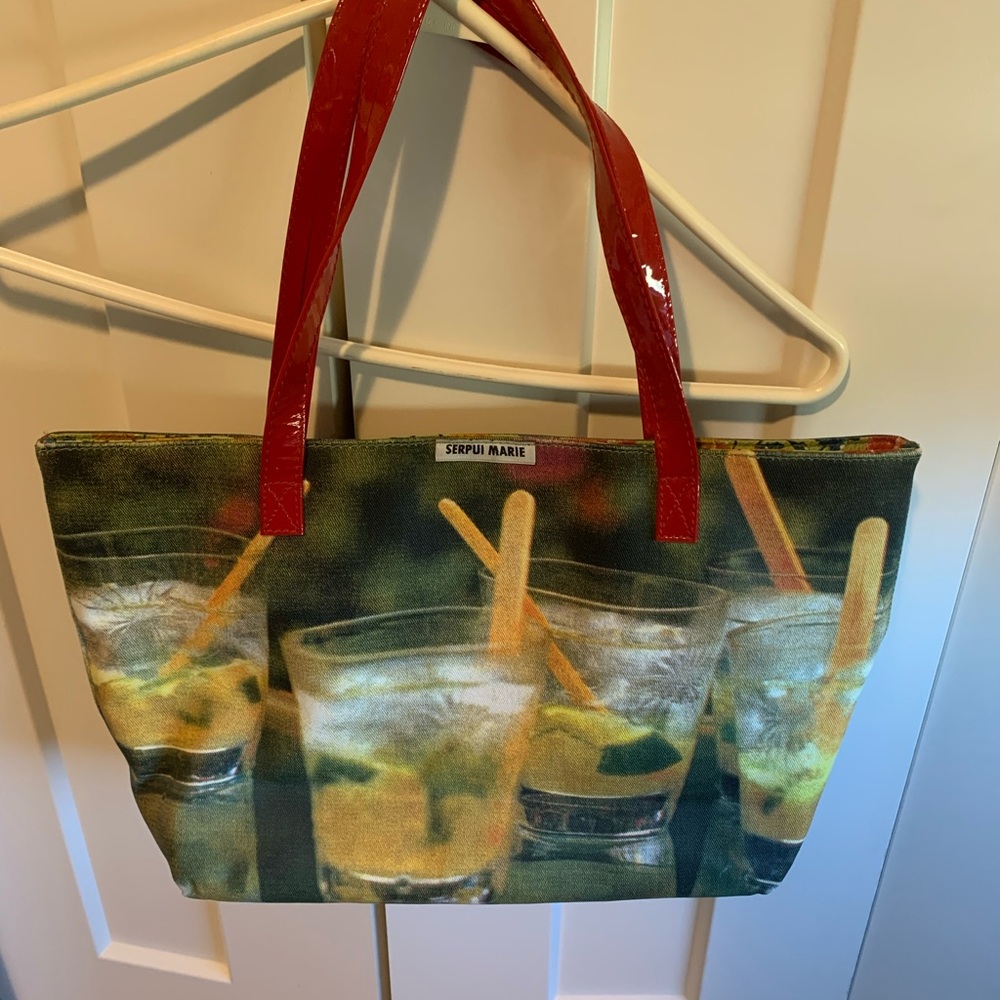 Red and Multicolor Tote Bag